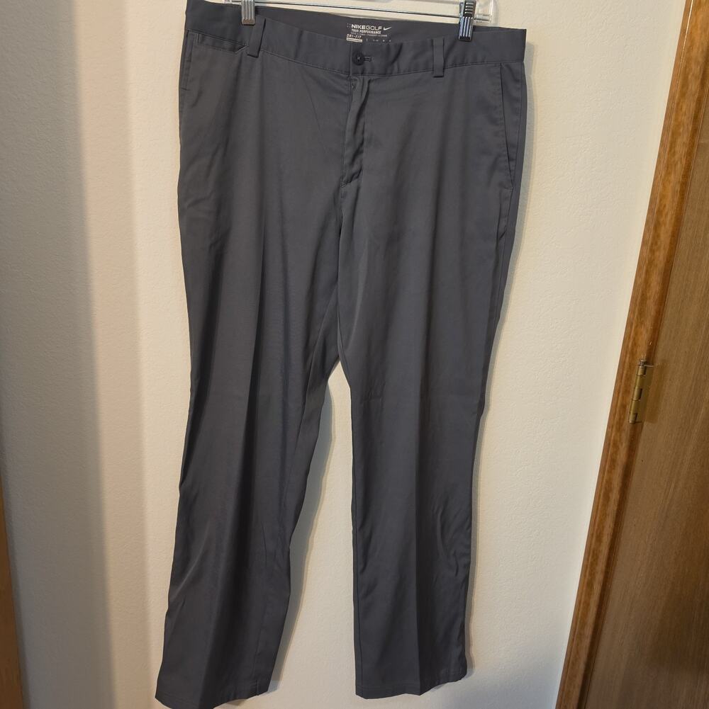 Nike Chino Pants Mens 34x32 Gray Stretch Flat Front Performance Straight